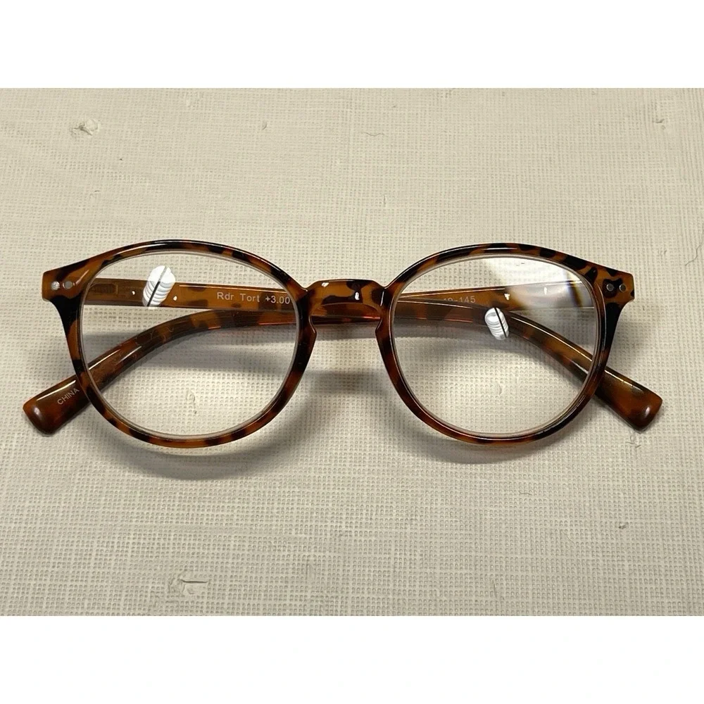 Round Tortoise Reading EyeGlasses Frames +3.00 Rdr Tort 50 19-145 Full Rim